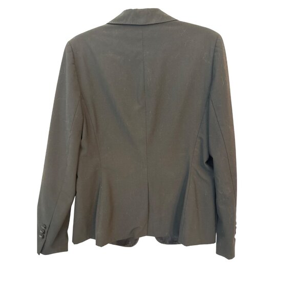 Ann Taylor Loft Tuxedo Jacket 12 Black Wool Blend With Satin Trim Button Details - Picture 2 of 6